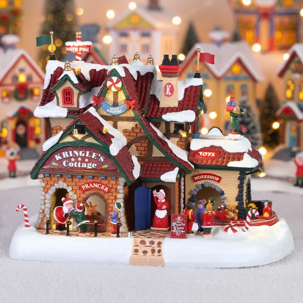 Casa di Babbo Natale Kringle's Cottage H 24 cm Edificio in Movimento Lemax - 95462