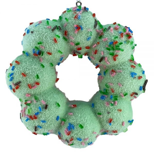 Ciambella Fiore Verde con Zuccherini in Plastica - H 9 cm