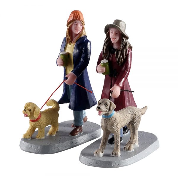 Amiche a Passeggio con Cani Multi Tasking H 7 cm, set di 2 pezzi Personaggio Lemax - 02924