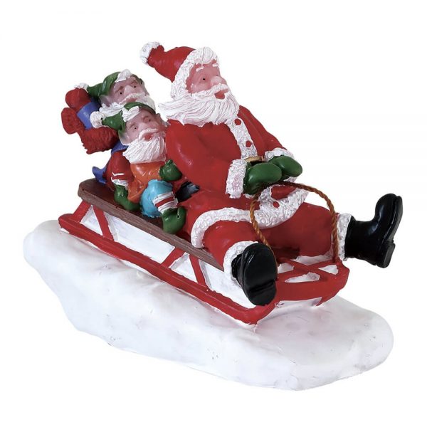 Discesa con Babbo Natale Sledding With Santa H 6 cm Personaggio Lemax - 72549