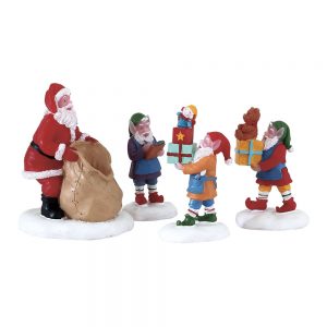 Babbo Natale con Regali Present Procession H 6 cm, set di 4 pezzi Personaggio Lemax - 72553