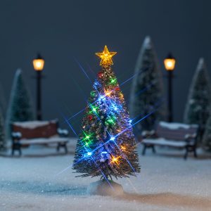 Albero Evergreen Tree with 12 Multi Light H 18 cm Accessorio Illuminato Lemax - 74266