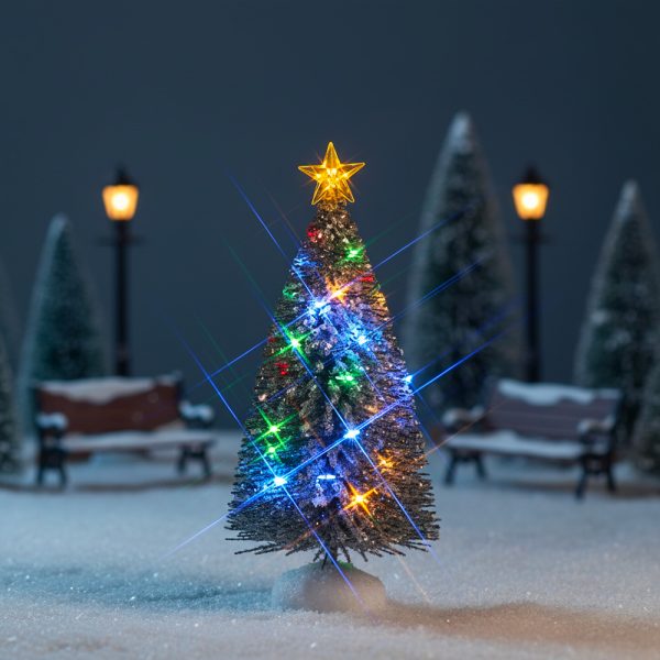Albero Evergreen Tree with 12 Multi Light H 18 cm Accessorio Illuminato Lemax - 74266
