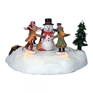 Bimbi con Pupazzo di Neve The Merry Snowman H 8 cm Scena in Movimento Lemax - 84776