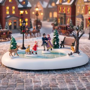 Pista di Pattinaggio Victorian Skaters 28 x 20 cm Scena in Movimento Lemax - 94527