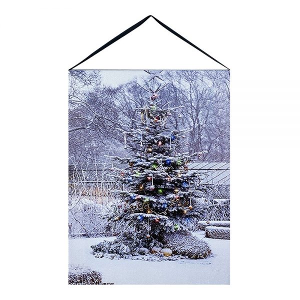 Quadro in tela Luminoso Natalizio con Albero Addobbato - 15 x 20 cm