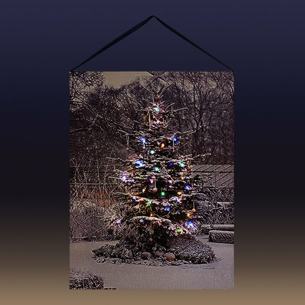 Quadro in tela Luminoso Natalizio con Albero Addobbato - 15 x 20 cm - immagine 2