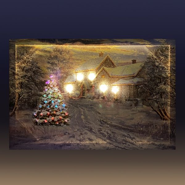 Quadro in tela Luminoso Natalizio con Paesaggio Invernale - 60 x 40 cm - immagine 2