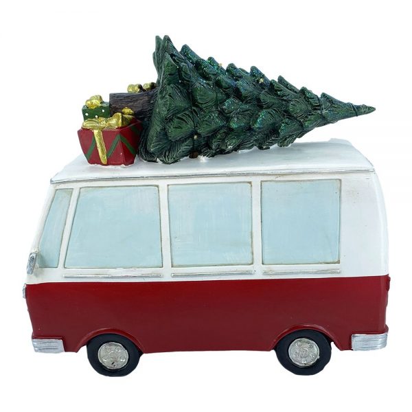 Babbo Natale e Animali su Pulmino con LED  - H 27 cm - immagine 4