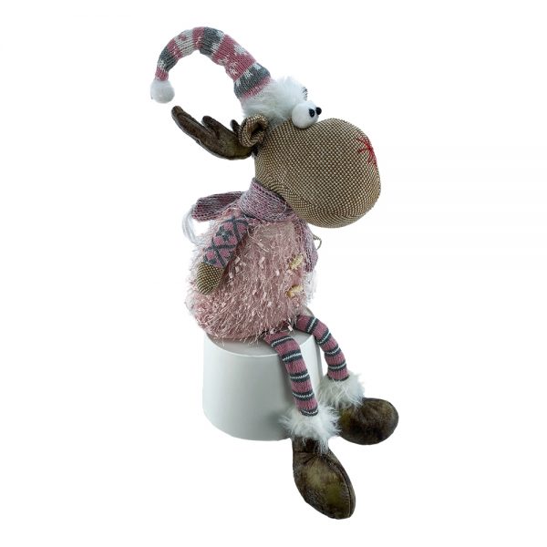 Pupazzo Renna Spiritosa Rosa con Gambe Molli - H 50 cm - immagine 2