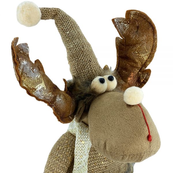 Pupazzo Renna Spiritosa Marrone con Maglione e Pelo - H 45 cm - immagine 2