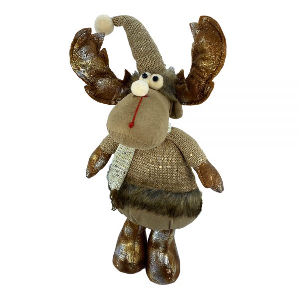 Pupazzo Renna Spiritosa Marrone con Maglione e Pelo - H 45 cm - immagine 3