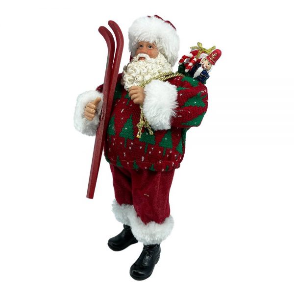 Babbo Natale Sciatore da Collezione - H 28 cm - immagine 4