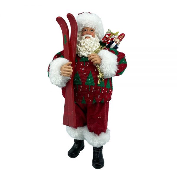 Babbo Natale Sciatore da Collezione - H 28 cm