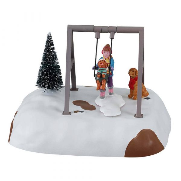 Cucciolo su Altalena Puppy Gets a Swing Ride 15 x H 11 cm Scena in Movimento Lemax - 14836