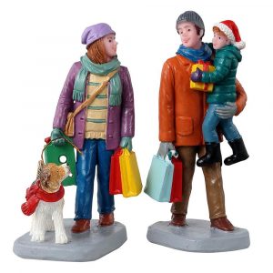 Compere Natalizie in Famiglia Holiday Shoppers H 7 cm, set di 2 pezzi Personaggi Lemax - 12016