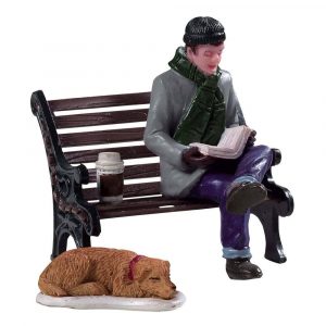 Uomo con Cagnolino seduto Relaxing Day H 5 cm, set di 2 pezzi Personaggio Lemax - 92777