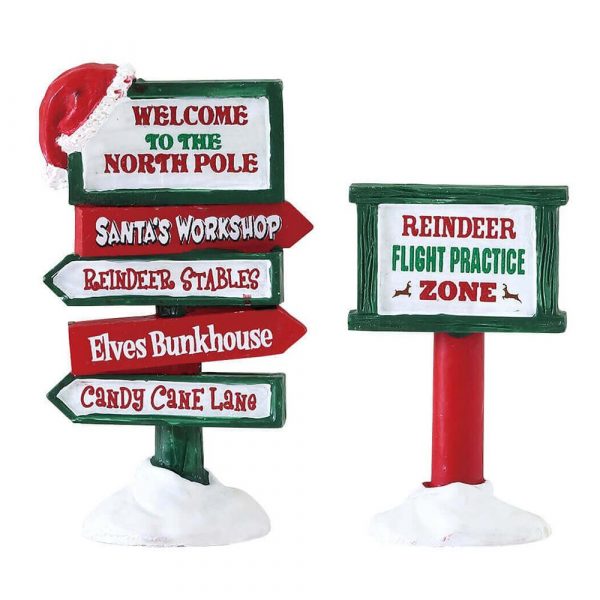 Segnale per il Polo Nord North Pole Signs H 7 cm, set di 2 pezzi Accessorio Lemax - 74325