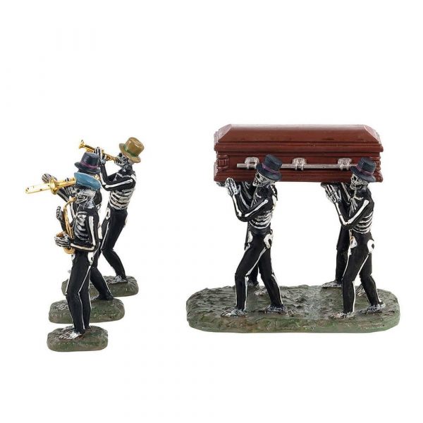 Funerale Jazz con Scheletri Jazz Funeral H 8 cm, set di 4 pezzi Lemax - 13554 - immagine 4