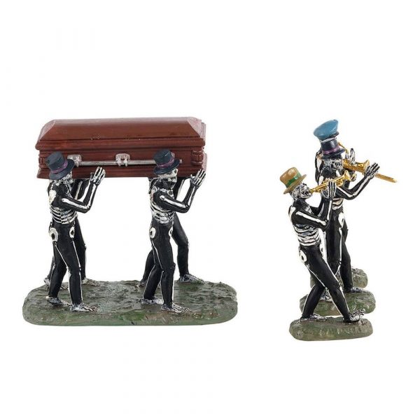 Funerale Jazz con Scheletri Jazz Funeral H 8 cm, set di 4 pezzi Lemax - 13554 - immagine 3