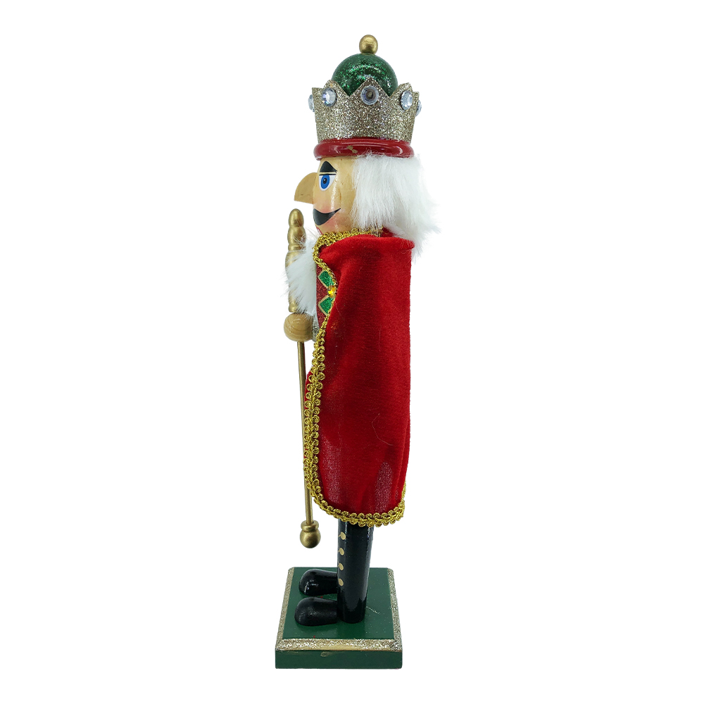Soldatino Schiaccianoci Pregiato in Legno con Corona, Mantello e Abito Verde Kurt Adler - H 38 cm - immagine 3