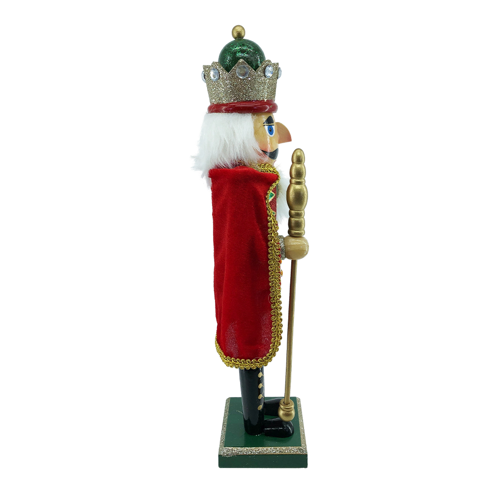 Soldatino Schiaccianoci Pregiato in Legno con Corona, Mantello e Abito Verde Kurt Adler - H 38 cm - immagine 2