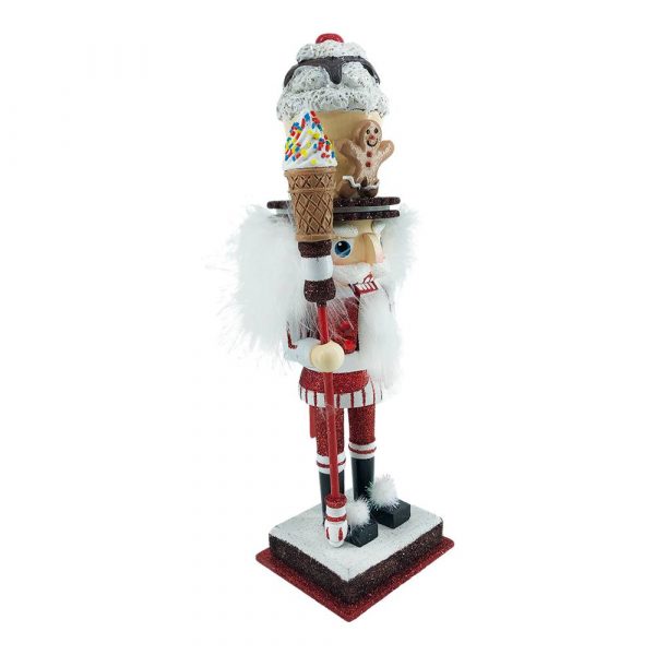 Schiaccianoci Dolcioso Pregiato da Collezione in Legno Bianco Glitter con Cookie e Gelato Kurt Adler - H 25 cm - immagine 3