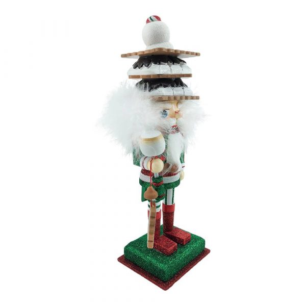 Schiaccianoci Dolcioso Pregiato da Collezione in Legno Bianco Glitter con Biscotto Kurt Adler - H 25 cm - immagine 3