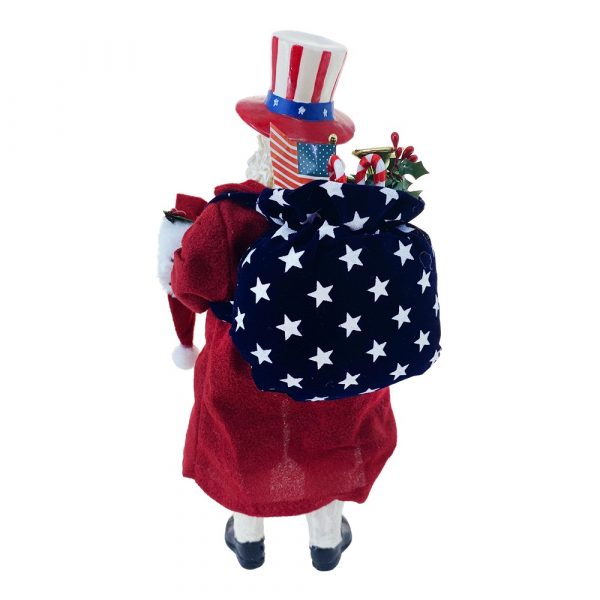 Babbo Natale Americano Patriottico da Collezione - H 30 cm - immagine 4
