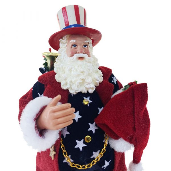 Babbo Natale Americano Patriottico da Collezione - H 30 cm - immagine 2