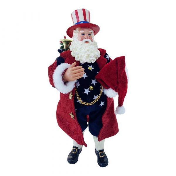 Babbo Natale Americano Patriottico da Collezione - H 30 cm