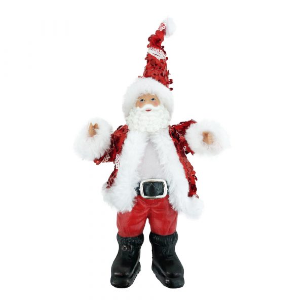 Babbo Natale Rosso in Plastica con Paillettes - H 18 cm