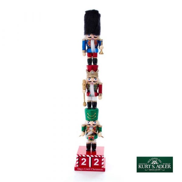 Calendario dell'Avvento Pregiato in Legno con Soldatini Schiaccianoci Pregiati Kurt Adler - H 42 cm