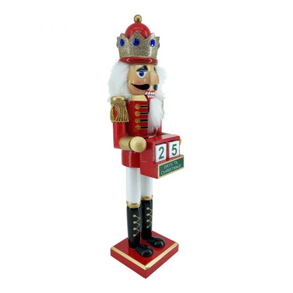 Soldatino Schiaccianoci in Legno da Collezione Calendario dell'Avvento con Corona Rosso Kurt Adler - H 38 cm - immagine 4