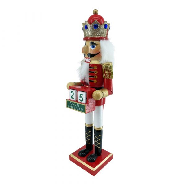 Soldatino Schiaccianoci in Legno da Collezione Calendario dell'Avvento con Corona Rosso Kurt Adler - H 38 cm - immagine 3