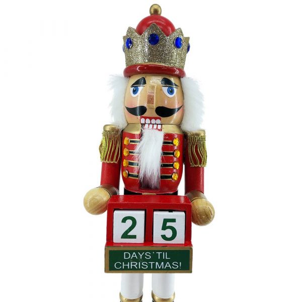 Soldatino Schiaccianoci in Legno da Collezione Calendario dell'Avvento con Corona Rosso Kurt Adler - H 38 cm - immagine 2