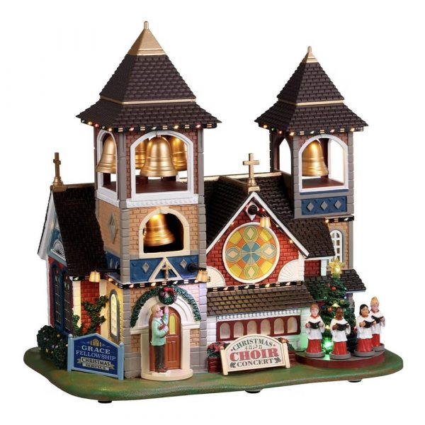 Cappella dei Rintocchi di Natale Christmas Chimes H 24 cm Edificio in Movimento Lemax - 25859 - immagine 2