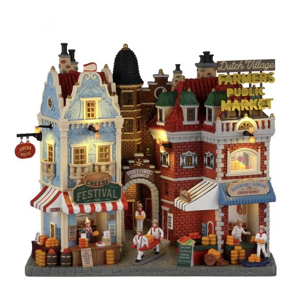 Fiera Olandese Dutch Cheese Festival And Farmers Market H 25 cm Facciata Illuminata Lemax - 25868
