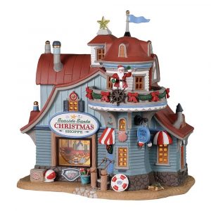 Negozio Natalizio sull'Acqua Seaside Santa Christmas Shoppe H 22 cm Edificio Illuminato Lemax - 25909