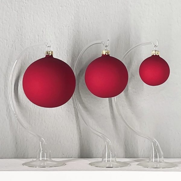 Box 6 Sfere in Vetro ø 80 mm Artigianali Europee - Rosso Opaco Vellutato - immagine 3