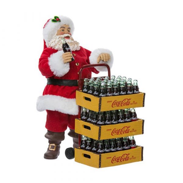 Babbo Natale Pregiato con Carrello Coca-Cola® Kurt Adler - H 27 cm - immagine 2
