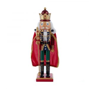 Soldatino Schiaccianoci in Legno da Collezione con Mantello in Velluto Rosso e Corona Rossa Kurt Adler - H 38 cm