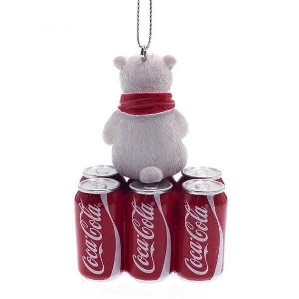 Orso Polare seduto su Lattine Coca-Cola® in Resina Kurt Adler - H 10 cm - immagine 3