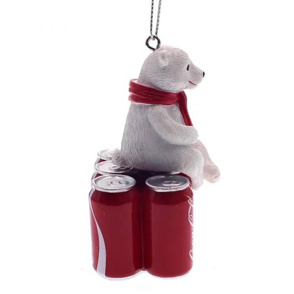 Orso Polare seduto su Lattine Coca-Cola® in Resina Kurt Adler - H 10 cm - immagine 2