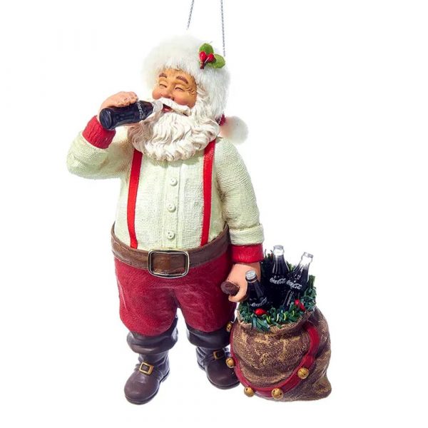 Babbo Natale e Sacco con Bottigliette Coca-Cola® in Plastica Kurt Adler - H 14 cm - immagine 2