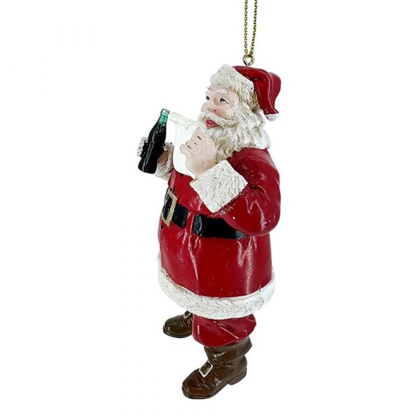 Babbo Natale con Lista dei Doni e Bottiglietta Coca-Cola® in Resina Kurt Adler - H 12 cm - immagine 2