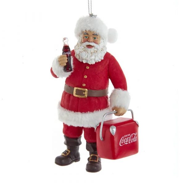 Babbo Natale in Piedi con Mini Frigo Coca-Cola® in Platica Kurt Adler - H 12 cm - immagine 2