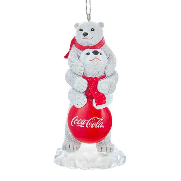 Orso Polare con Cucciolo e Tappo Coca-Cola® in Resina Kurt Adler - H 9 cm - immagine 2