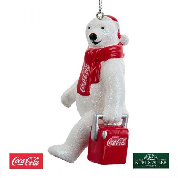 Orso Polare con Cappellino e Frigo Coca-Cola® Kurt Adler - H 10 cm