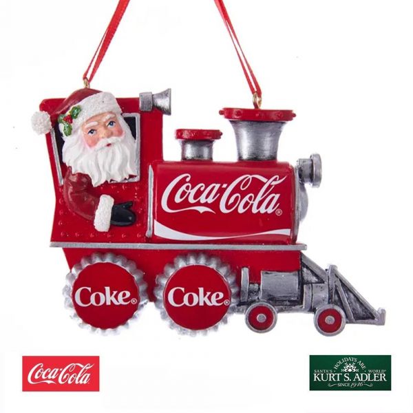 Babbo Natale su Locomotiva Coca-Cola® in Resina Kurt Adler - H 7 cm